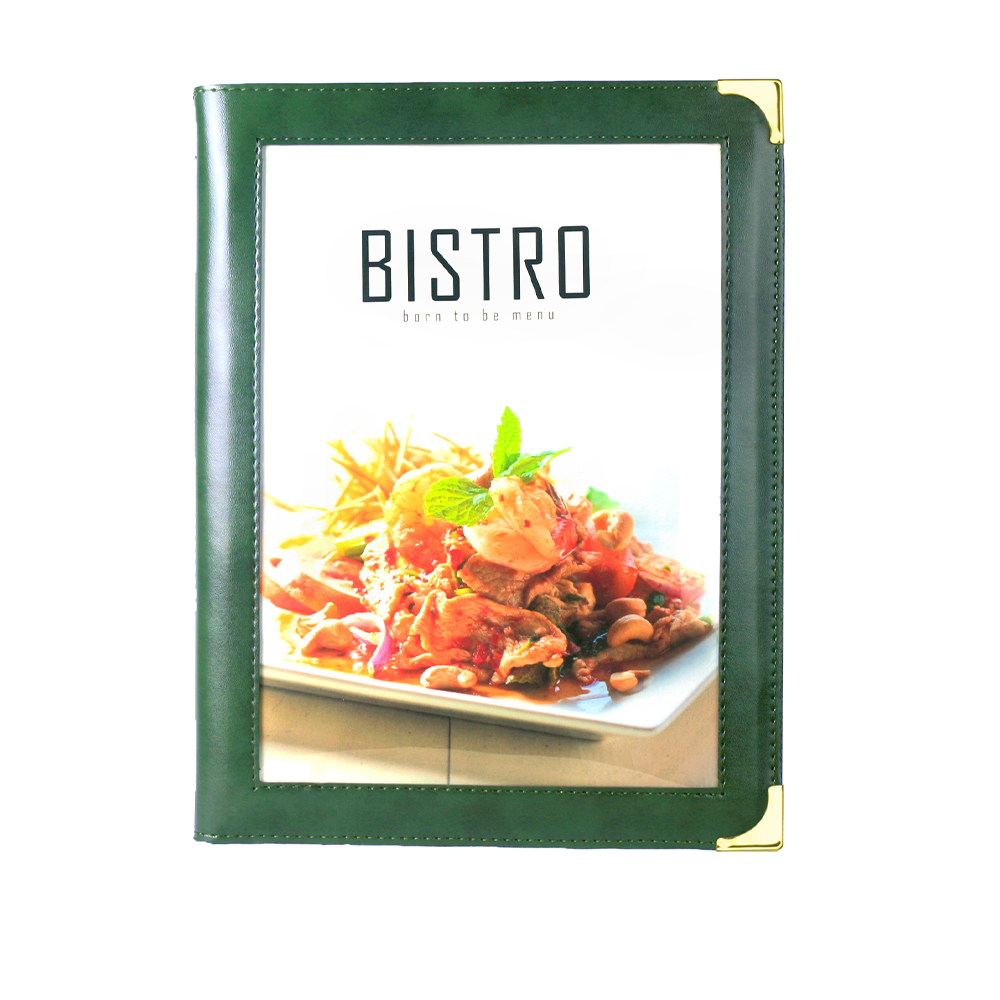 แฟ้มเมนู Bistro สีเขียวมรกด menu cover thailand