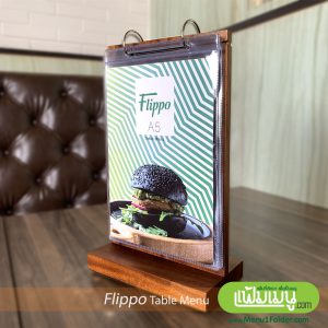 A5 table menu with metal loops