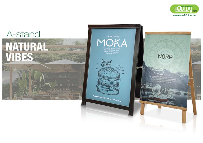 Wood A-stand floor banner 