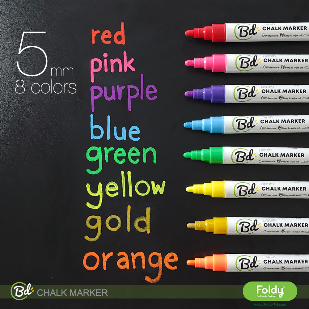 ChalkMarker-setColor_L02+ | แฟ้มเมนู Foldy ( Menu1Folder ) ปากกาชอล์กสี Color chalk marker set