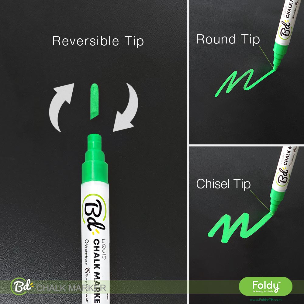 ChalkMarker-setColor_L05+ | แฟ้มเมนู Foldy ( Menu1Folder ) ปากกาชอล์ก หัวกลม หัวตัด