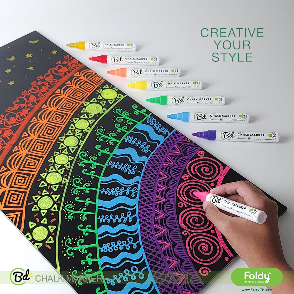 ChalkMarker-setColor_L06+ | แฟ้มเมนู Foldy ( Menu1Folder ) ปากกาชอล์กสี ขายยกชุด ไอเดียดี